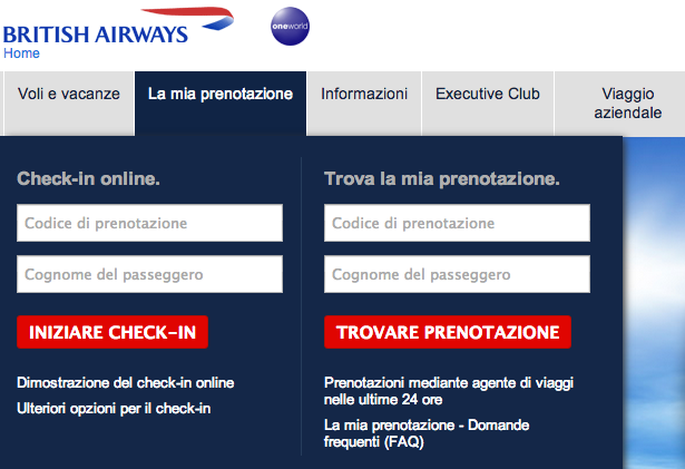 check in online British Airways