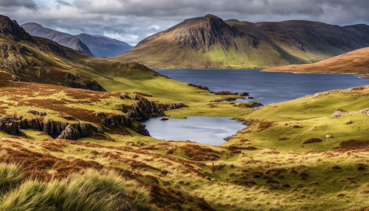 Una foto panoramica di paesaggi mozzafiato a Wester Ross, Scozia.