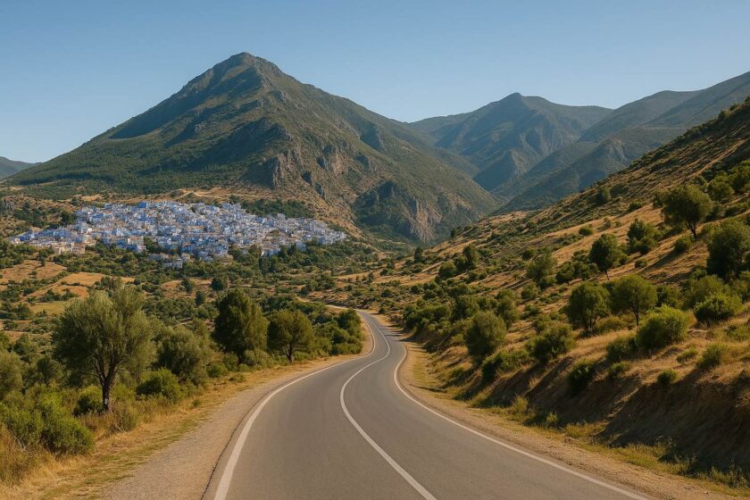 Strada panoramica nelle montagne del Rif verso Chefchaouen
