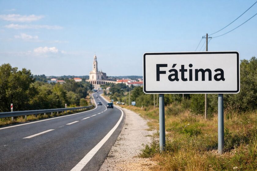 Cartello stradale con indicazione Fátima in Portogallo