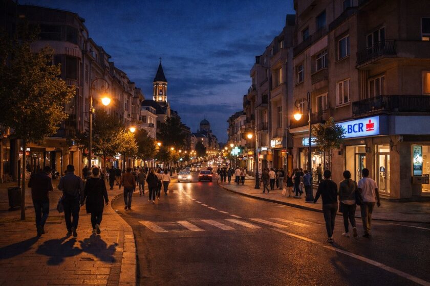 Centro di Costanza in Romania di sera