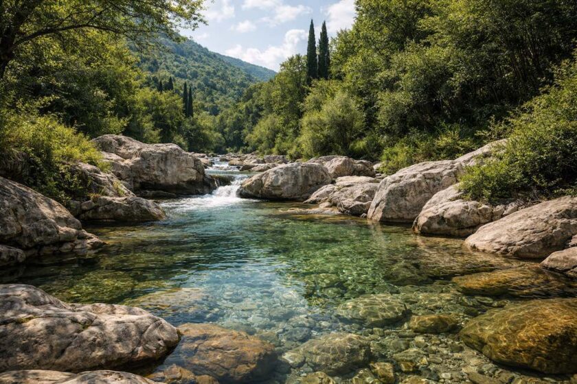 Torrente immerso nel verde tra i fiumi dove fare il bagno in Toscana