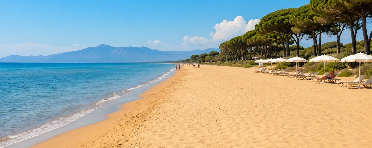 Ampia spiaggia sabbiosa di Paestum affacciata sul mare della Campania
