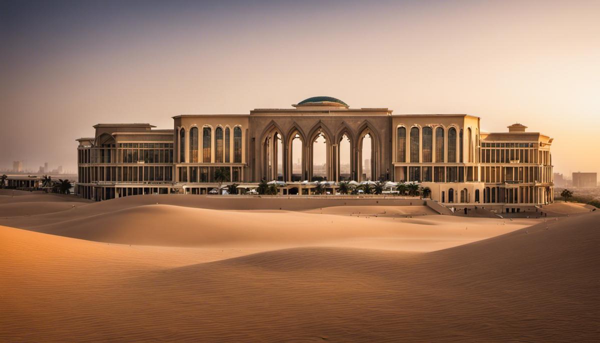 Palazzo del Re Fahd in Riyadh, showcasing its splendid architecture amidst the desert landscape